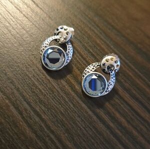 Elegant Silver and Blue Stud Earrings